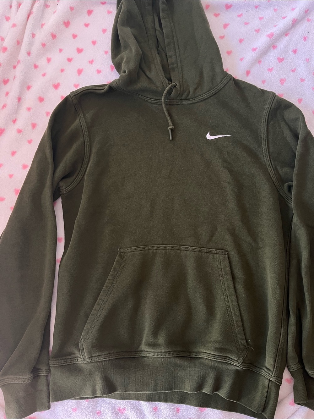 Nike Olive Green Hoodie with White Swoosh